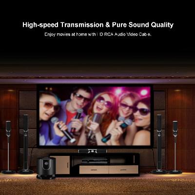 HD高清线转3RCA机顶盒电视hd转av镀金1.5米 音视频线