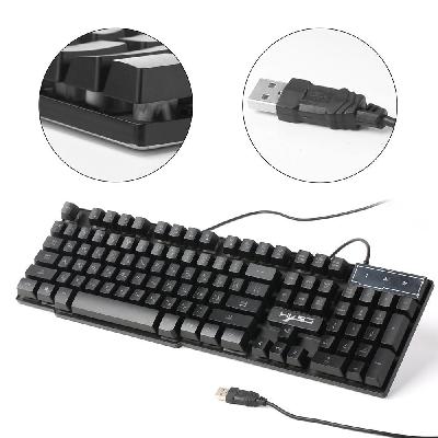 R8 英文俄文104键机械手感键盘背光3色游戏键盘有线键盘